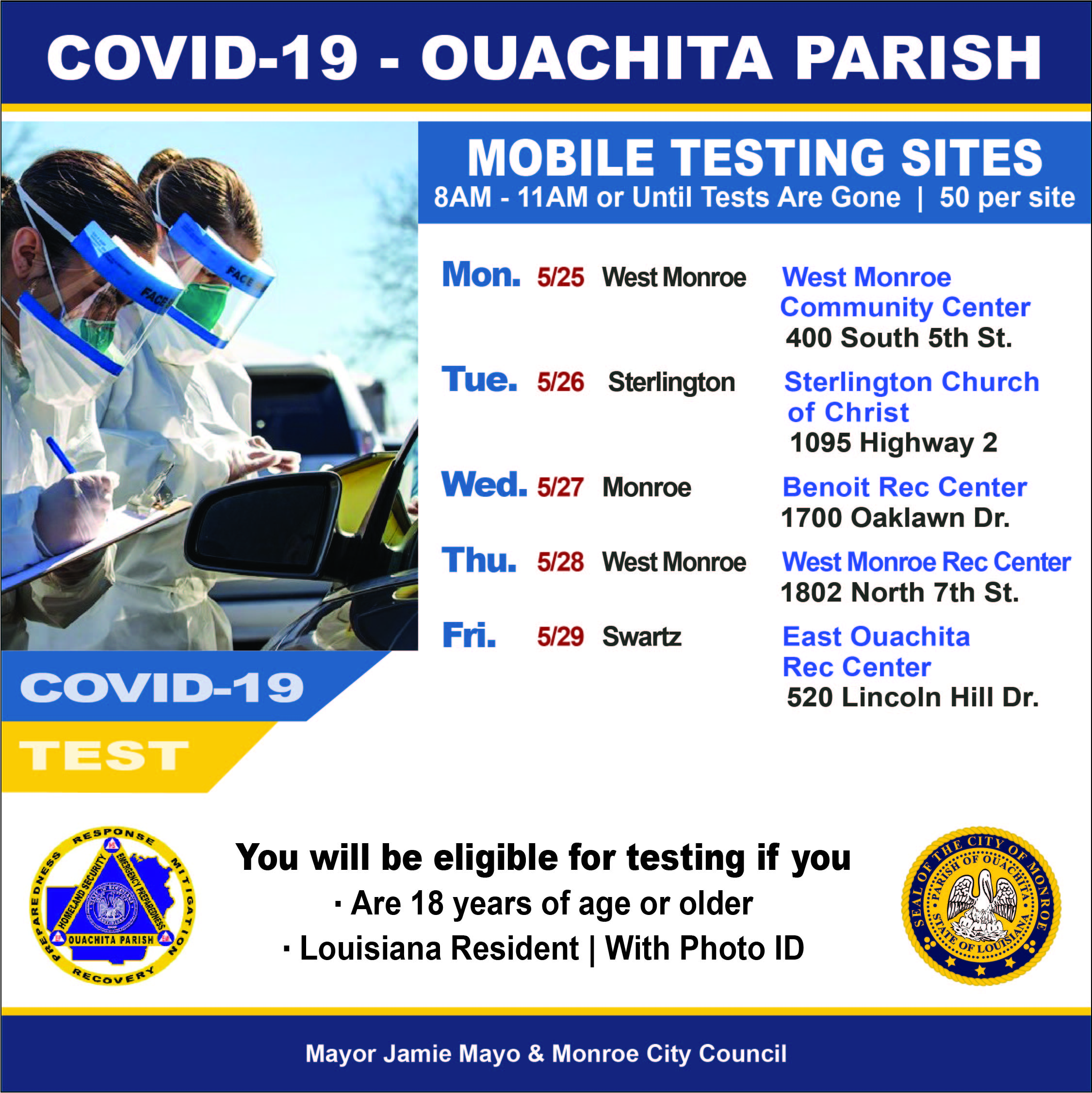 COVID-19 Testing Week 2 - All inclusive Ouachita Parish List.jpg 